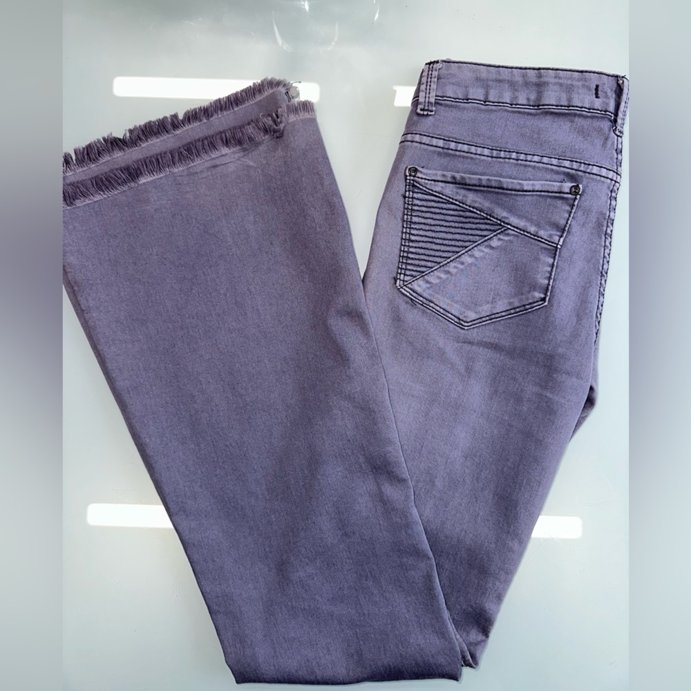 Free People Funky Flared Lavender Gray Mid Rise Jeans 27